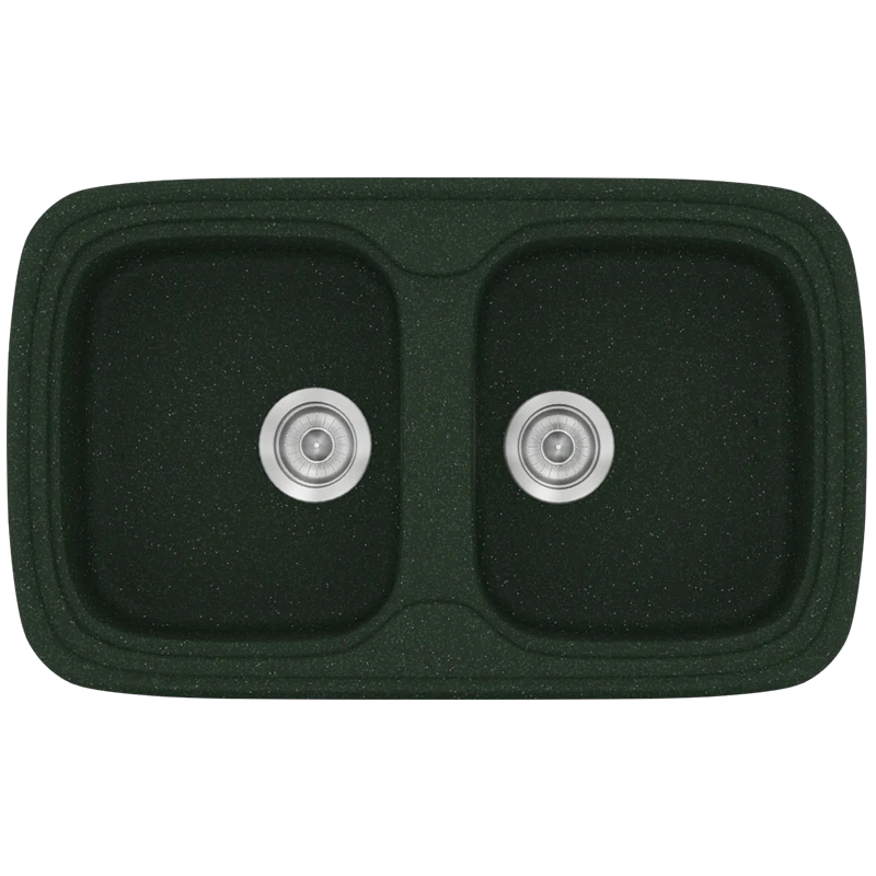 Νεροχύτης Κουζίνας Συνθετικός 82x50 εκ.2 Γούρνες Granite Green Ένθετος Eρμάριο 80 εκ.Sanitec Premium 312-19