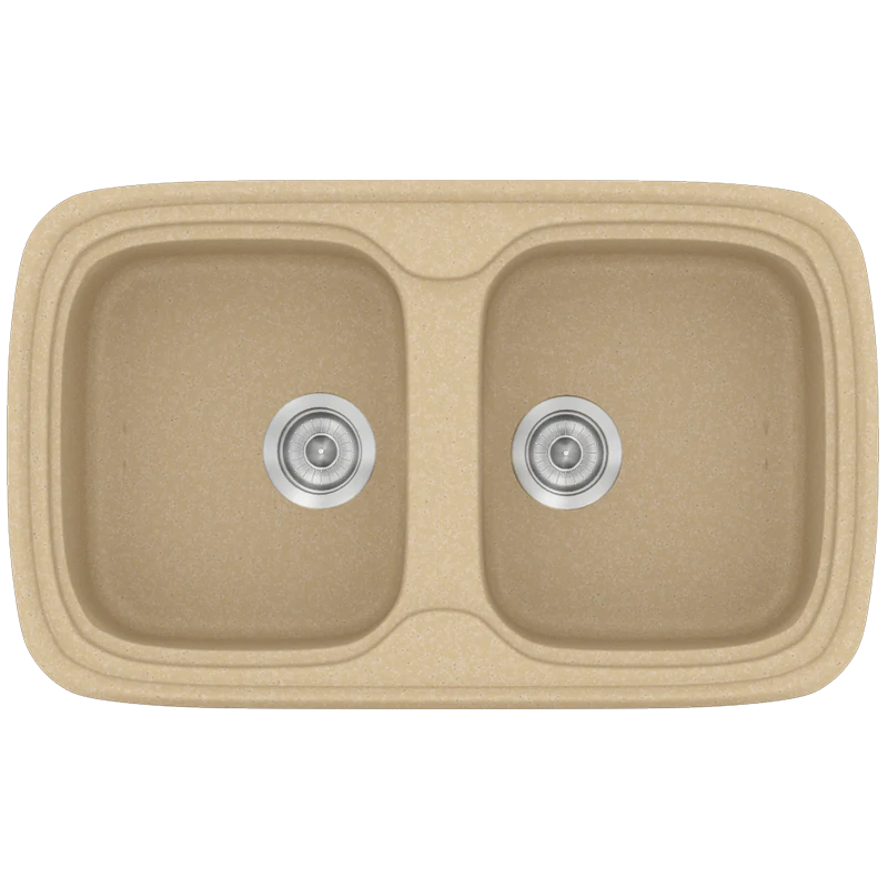 Νεροχύτης Κουζίνας Συνθετικός 82x50 εκ.2 Γούρνες Granite Cappuccino Ένθετος σε ερμάριο 80 εκ.Sanitec Classic 312-45 