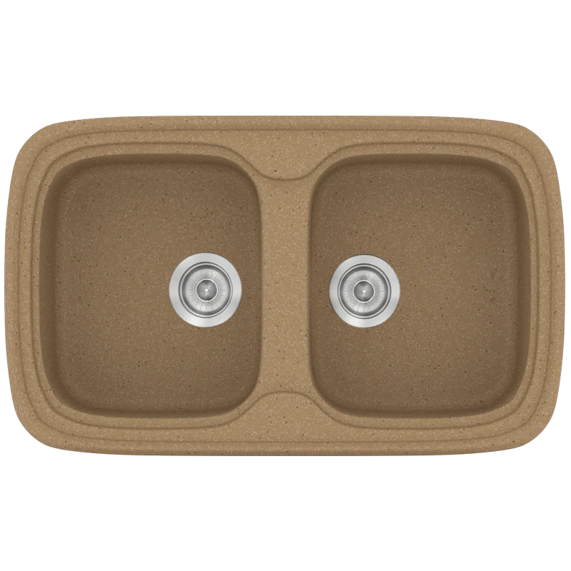 Νεροχύτης Κουζίνας Συνθετικός 82x50 εκ.2 Γούρνες Granite Celtic Stone Ένθετος Eρμάριο 80 εκ.Sanitec Premium 312-46 