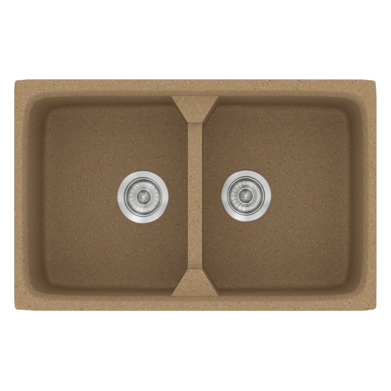 Νεροχύτης Κουζίνας Συνθετικός 78x51cm 2 Γούρνες Ένθετος Eρμάριο 80cm Sanitec Classic 318-46-Granite-Celtic-Stone