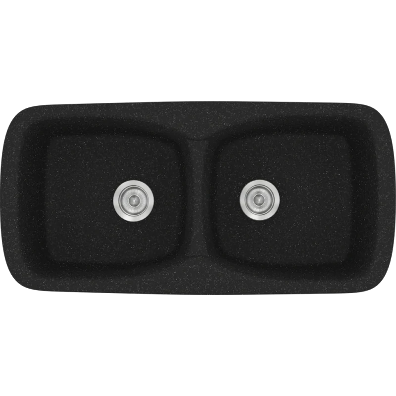 Νεροχύτης Κουζίνας Συνθετικός Μ93xΠ51xB21 εκ. Ένθετος Eρμάριο 90 εκ. Sanitec Classic Granite Black 319