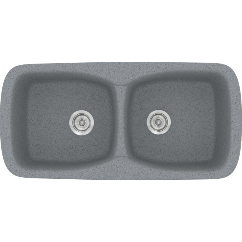 Νεροχύτης Κουζίνας Συνθετικός Μ93xΠ51xB21 εκ. Ένθετος Eρμάριο 90 εκ. Sanitec Classic Metallic Silver 319