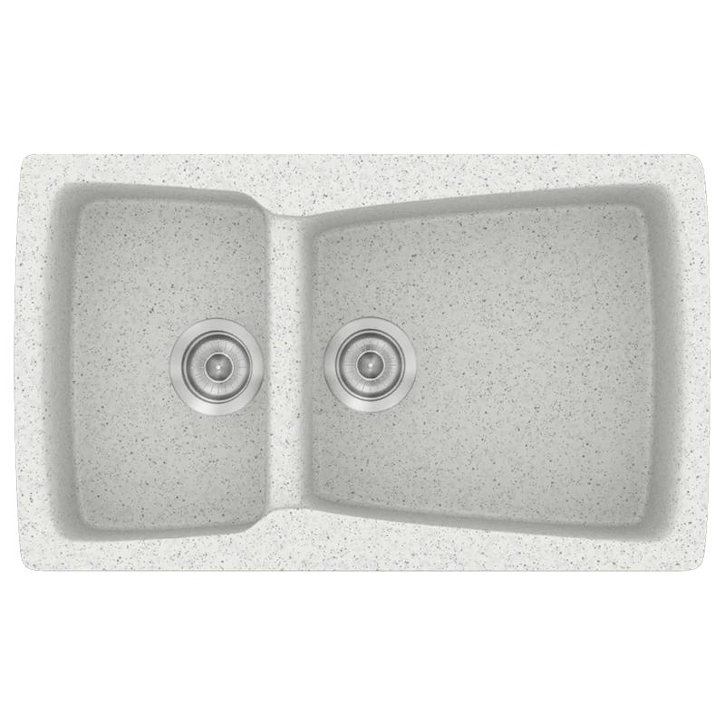 Νεροχύτης Κουζίνας Συνθετικός Μ79xΠ50xB20 εκ. Ένθετος Eρμάριο 80 εκ. Αντιστρεφόμενος Sanitec Classic Granite White 320-01