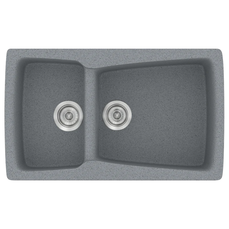 Νεροχύτης Κουζίνας Συνθετικός Μ79xΠ50xB20 εκ. Ένθετος Eρμάριο 80 εκ. Αντιστρεφόμενος Sanitec Classic Metallic Silver 320-17