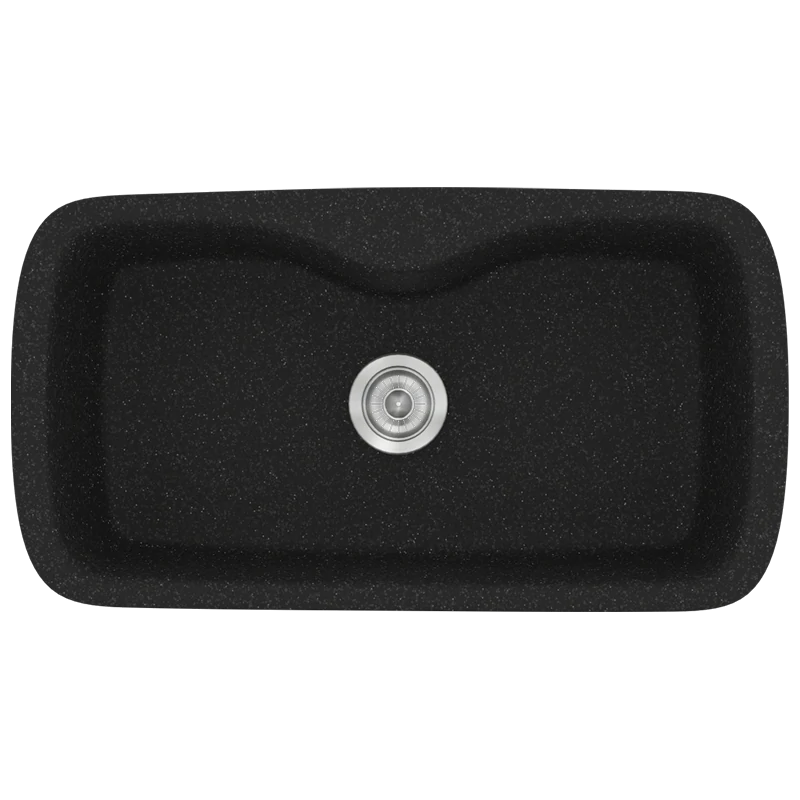 Νεροχύτης Κουζίνας Συνθετικός 83x51cm Ενιαία Γούρνα, για Ερμάριο 80cm Sanitec Classic 321-05-Granite-Black