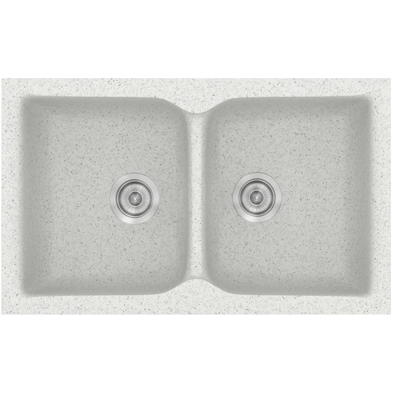 Νεροχύτης Κουζίνας Συνθετικός 81*50 εκ. Ένθετος σε ερμάριο 80 εκ.Χρώμα Granite White Sanitec Classic 322