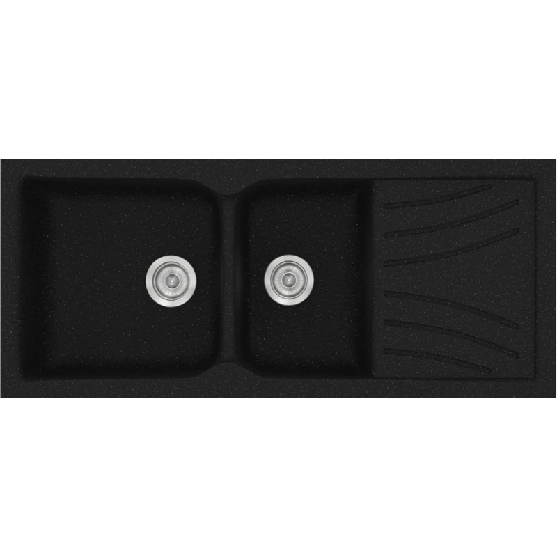 Νεροχύτης Κουζίνας Συνθετικός Metallic Space 115*50 εκ. Ένθετος Eρμάριο 80 εκ. Δύο γούρνες & Ποδιά Sanitec Electric 323