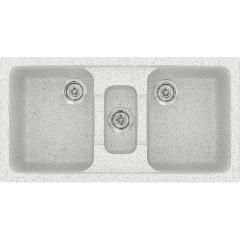 Νεροχύτης Κουζίνας Συνθετικός 97x51εκ. Ένθετος σε ερμάριο 100 εκ.Χρώμα Granite White Ice Sanitec Classic 325-01