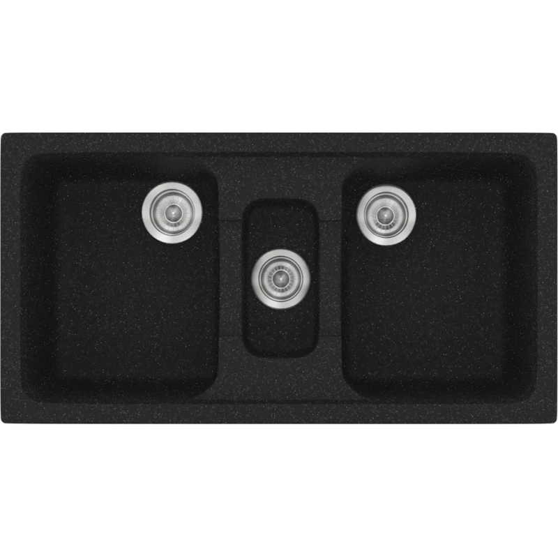 Νεροχύτης Κουζίνας Συνθετικός 97x51εκ. Ένθετος σε ερμάριο 100 εκ.Χρώμα Granite Black Sanitec Classic 325-05