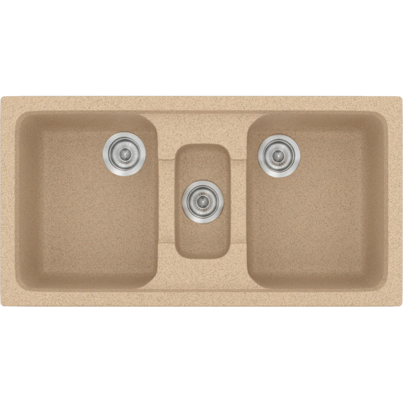 Νεροχύτης Κουζίνας Συνθετικός 97x51εκ. Ένθετος σε ερμάριο 100 εκ.Χρώμα Granite Beige Sanitec Classic 325-10