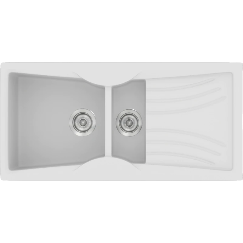 Νεροχύτης Κουζίνας Συνθετικός 104x51cm Ένθετος Eρμάριο 70cm Sanitec Classic 329-00-White 