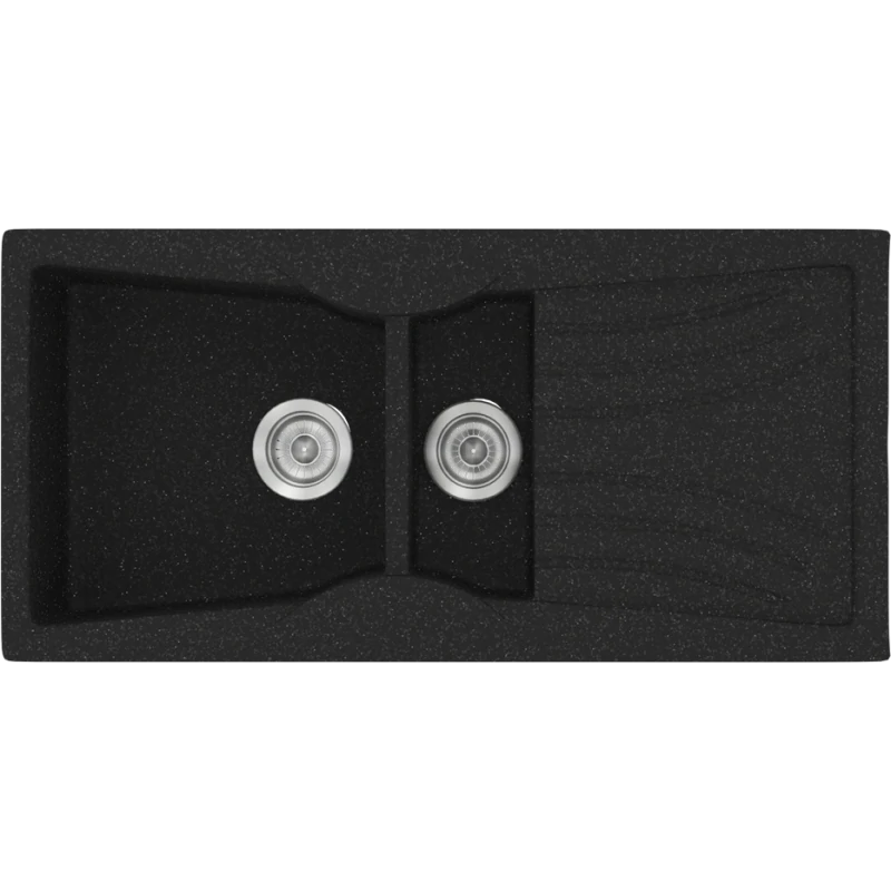 Νεροχύτης Κουζίνας Συνθετικός 104x51cm Ένθετος Eρμάριο 70cm Sanitec Classic 329-05-Granite-Black