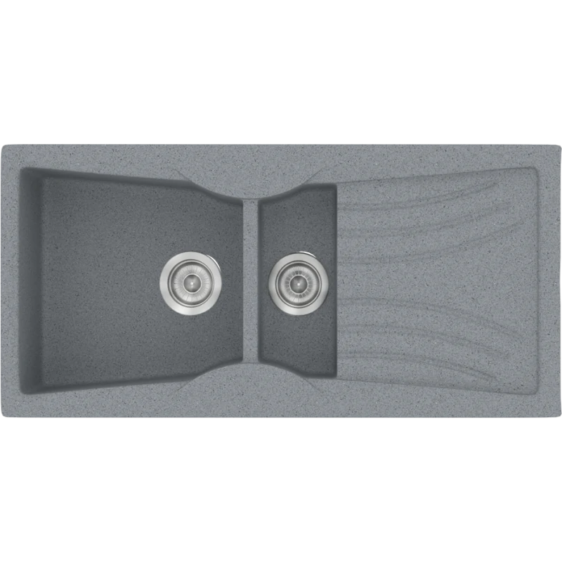 Νεροχύτης Κουζίνας Συνθετικός 104x51cm Ένθετος Eρμάριο 70cm Sanitec Classic 329-17-Metallic-Silver 