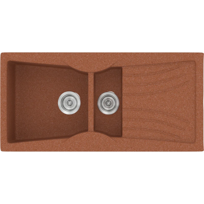 Νεροχύτης Κουζίνας Συνθετικός 104x51cm Ένθετος Eρμάριο 70cm Sanitec Classic 329-20-Granite-Terracotta 