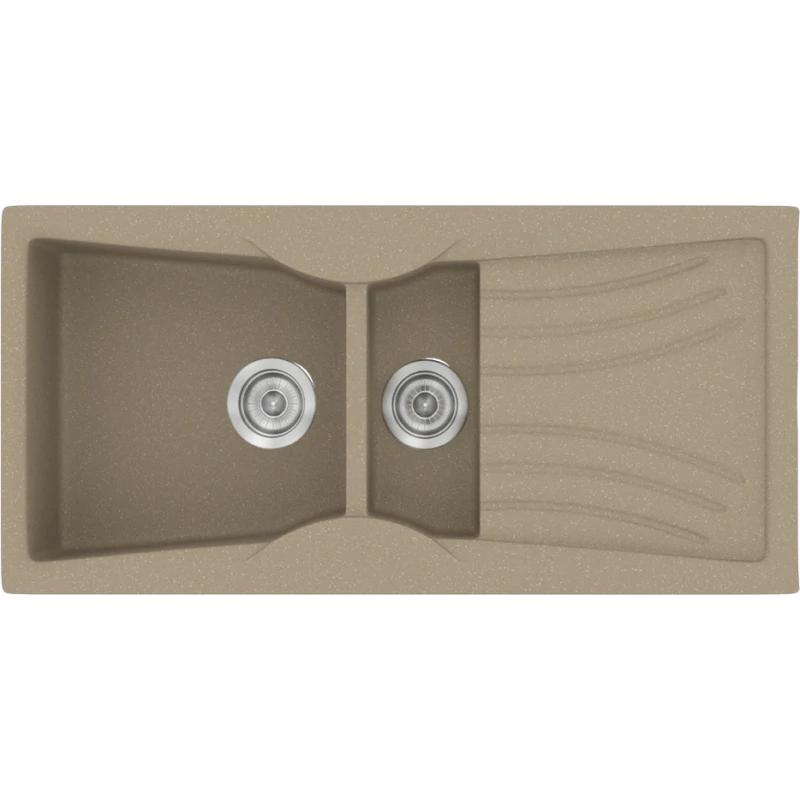 Νεροχύτης Κουζίνας Συνθετικός 104x51cm Ένθετος Eρμάριο 70cm Sanitec Classic 329-42-Granite-Taupe