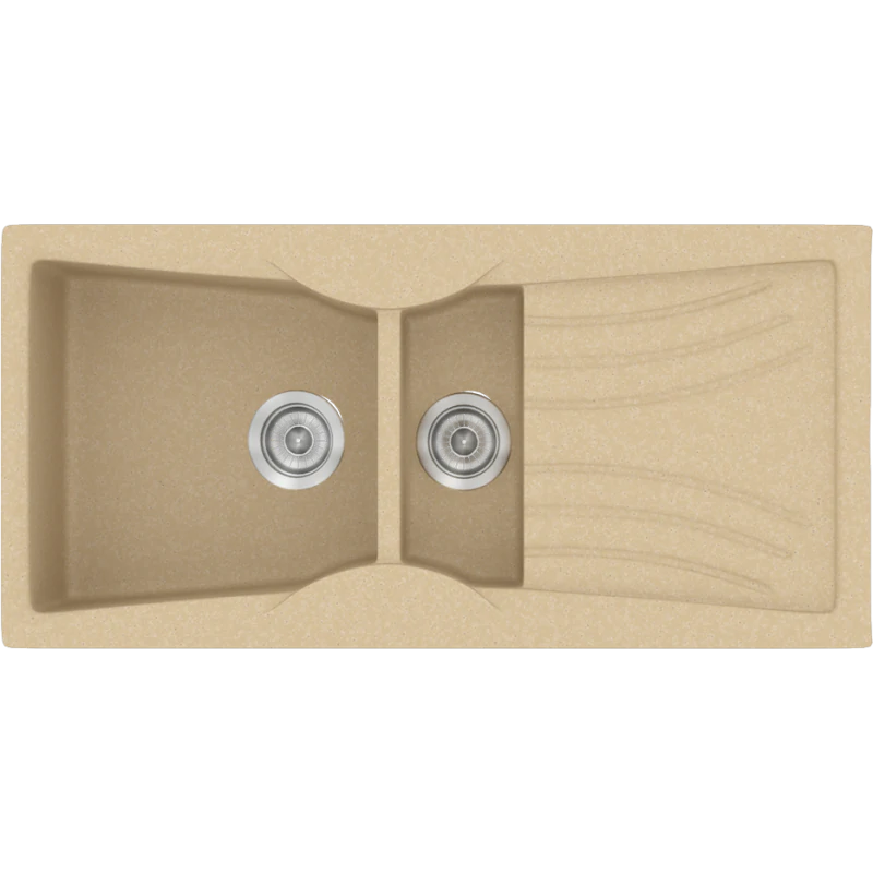 Νεροχύτης Κουζίνας Συνθετικός 104x51cm Ένθετος Eρμάριο 70cm Sanitec Classic 329-45-Granite-Cappuccino 