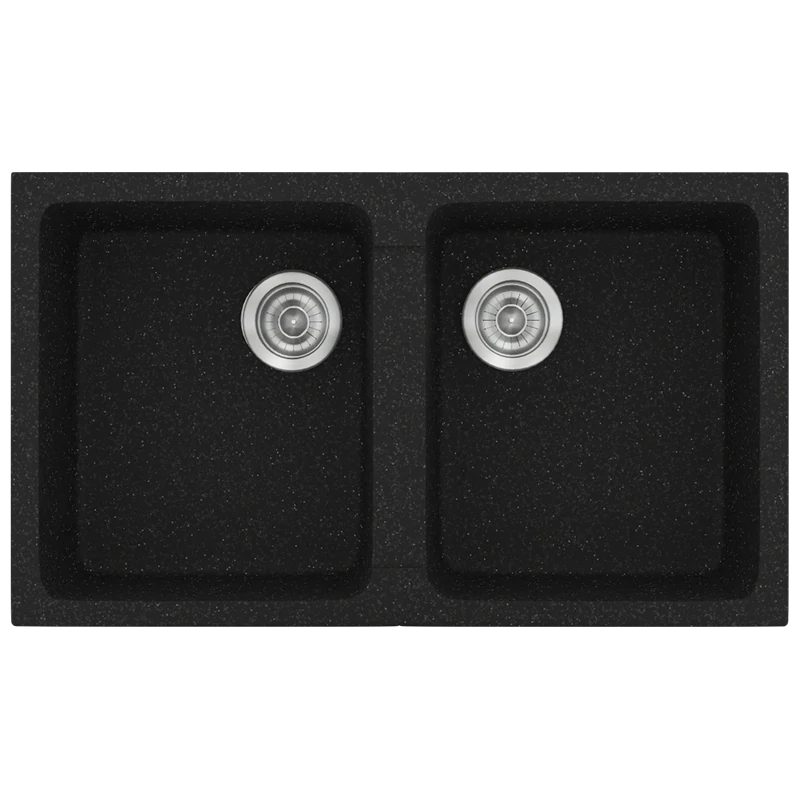 Νεροχύτης Κουζίνας Συνθετικός 86x50 εκ. Ένθετος Eρμάριο 90 εκ.Sanitec Classic Granite Black 334-05