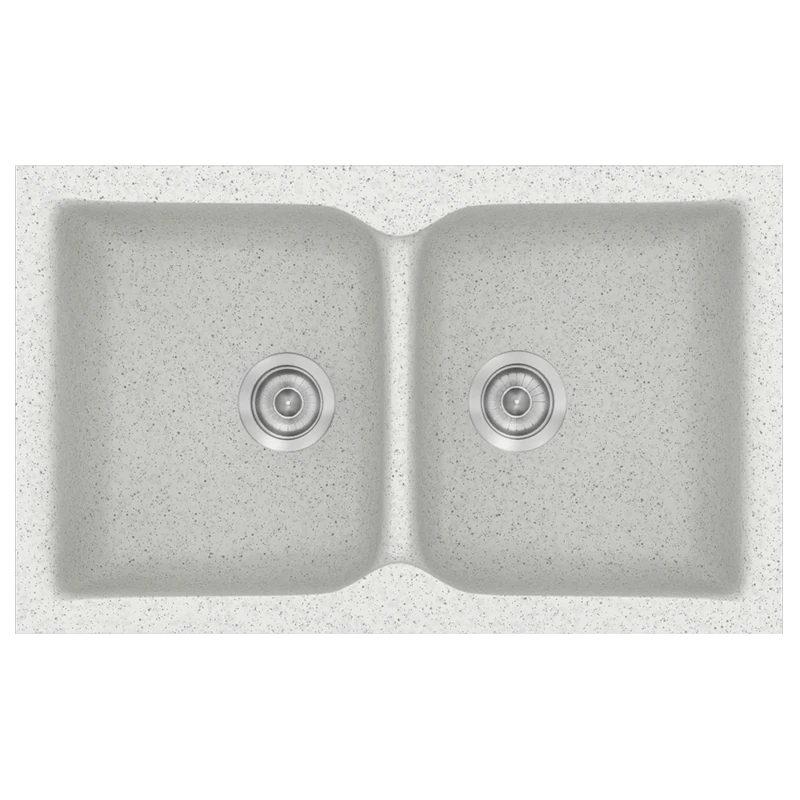 Νεροχύτης Κουζίνας Συνθετικός 86x50 εκ. Ένθετος Eρμάριο 90 εκ.Sanitec Classic Granite White 336-01