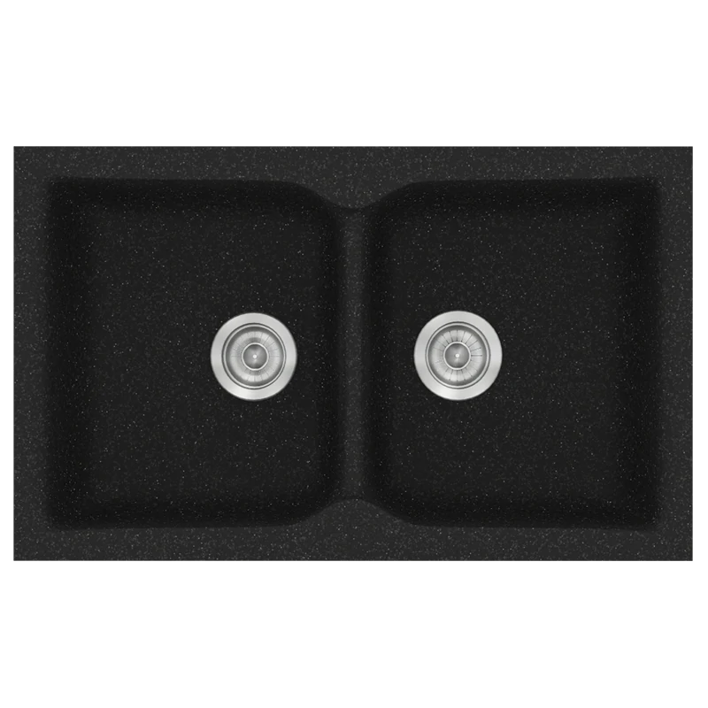 Νεροχύτης Κουζίνας Συνθετικός 86x50 εκ. Ένθετος Eρμάριο 90 εκ.Sanitec Classic Granite Black 336-05