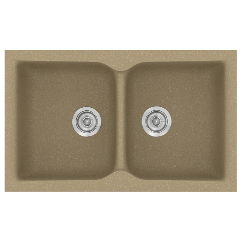 Νεροχύτης Κουζίνας Συνθετικός 86x50 εκ. Ένθετος Eρμάριο 90 εκ.Sanitec Classic Metallic Cream Beige 336-15