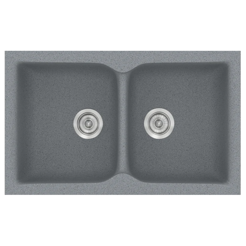 Νεροχύτης Κουζίνας Συνθετικός 86x50 εκ. Ένθετος Eρμάριο 90 εκ.Sanitec Classic Metallic Silver 336-17