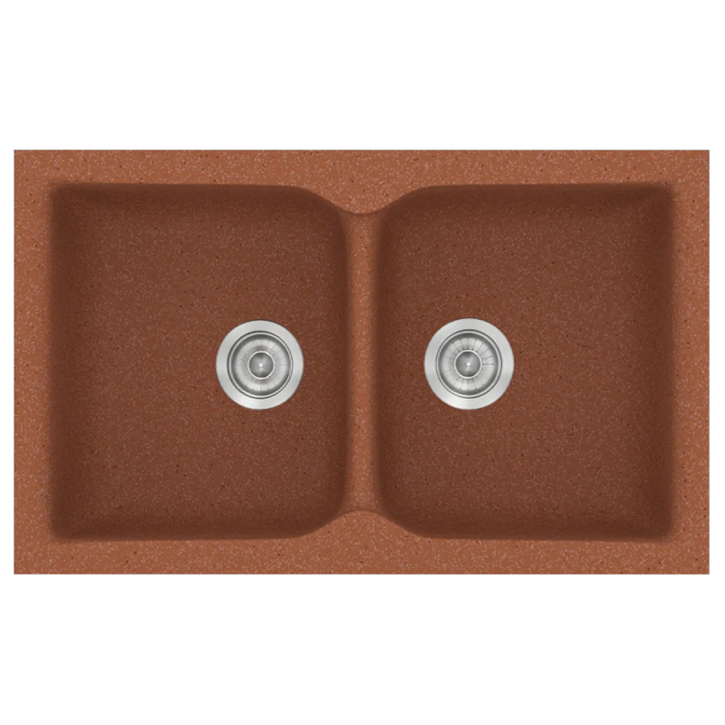 Νεροχύτης Κουζίνας Συνθετικός 86x50 εκ. Ένθετος Eρμάριο 90 εκ.Sanitec Classic Granite Terracotta 336-20