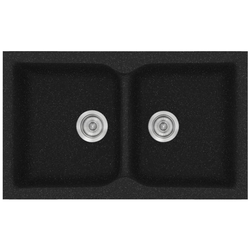 Νεροχύτης Κουζίνας Συνθετικός Μ78xΠ50xB17,5 εκ. Ένθετος Eρμάριο 80 εκ. Sanitec Classic Granite Black 340