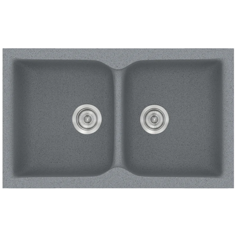 Νεροχύτης Κουζίνας Συνθετικός Μ78xΠ50xB17,5 εκ. Ένθετος Eρμάριο 80 εκ. Sanitec Classic Metallic Silver 340