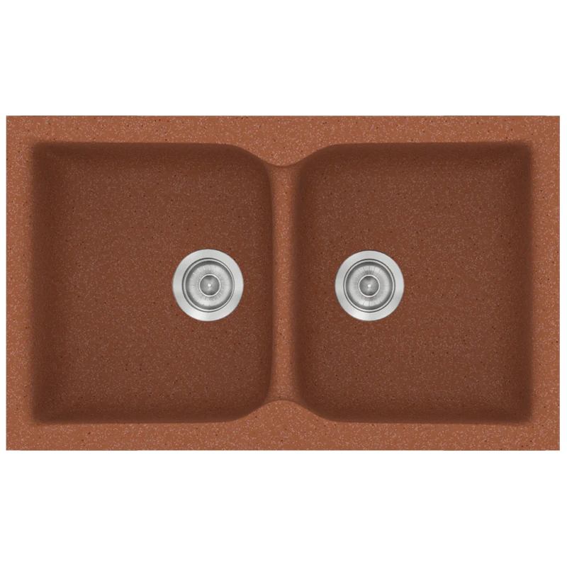 Νεροχύτης Κουζίνας Συνθετικός Μ78xΠ50xB17,5 εκ. Ένθετος Eρμάριο 80 εκ. Sanitec Classic Granite Terracotta 340