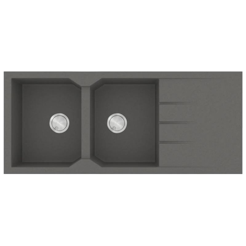 Νεροχύτης Κουζίνας 116x50cm Δύο γούρνες & Ποδιά Ένθετος Ερμάριο 80cm Sanitec ultra Granite 800-35-Pietra 