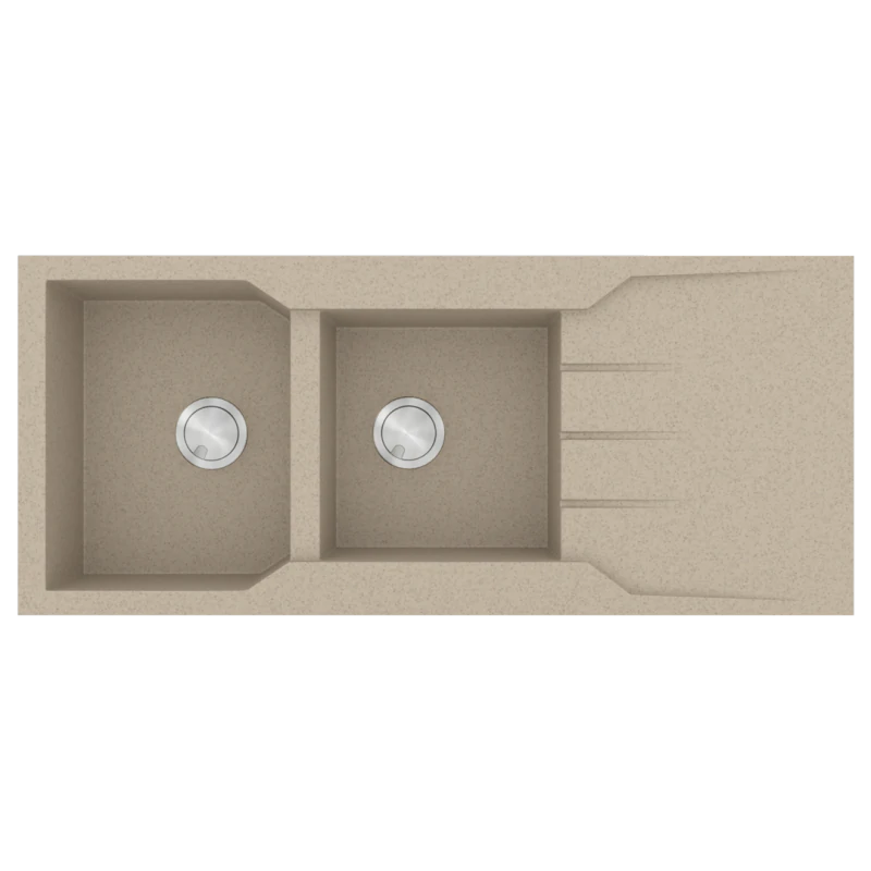 Νεροχύτης Κουζίνας Γρανίτης 116x50cm Ένθετος Eρμάριο 80cm 2 Γούρνες/ Πoδιά Sanitec Ulta Granite 801-32-Sabbia  