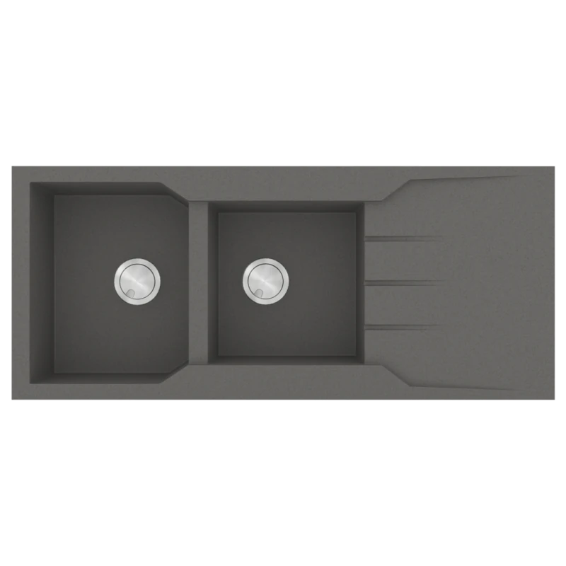 Νεροχύτης Κουζίνας 116x50cm Ένθετος Eρμάριο 80cm Δύο Γούρνες & Πoδιά Sanitec Ultra Granite 801-35-Pietra  