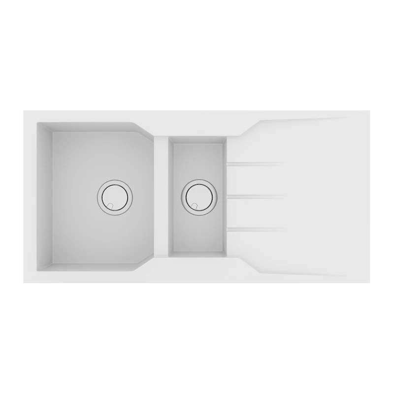 Νεροχύτης Κουζίνας 100*50 εκ.Ένθετος σε ερμάριο 60 εκ. Γρανίτης Χρώμα Bianco Sanitec 802