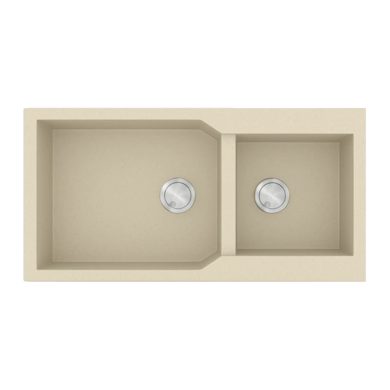 Νεροχύτης Κουζίνας 98x50cm με δύο γούρνες Ένθετος σε ερμάριο 100cm Γρανίτης Sanitec 803-31-Ocra