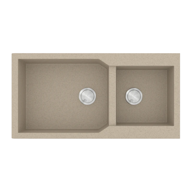 Νεροχύτης Κουζίνας 98x50cm με δύο γούρνες Ένθετος σε ερμάριο 100cm Γρανίτης Sanitec 803-32-Sabbia