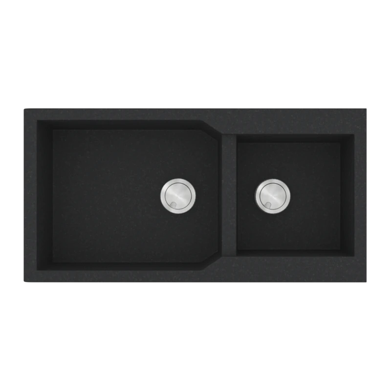 Νεροχύτης Κουζίνας 98x50cm με δύο γούρνες Ένθετος Eρμάριο 100cm Γρανίτης Sanitec 803-36-Grafite