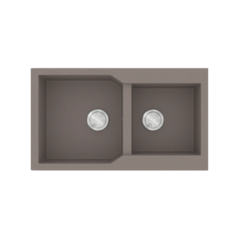 Νεροχύτης Κουζίνας Γρανίτης με δύο γούρνες 86x50 εκ. Χρώμα Sienna Ένθετος ερμάριο 90 εκ. Sanitec 804