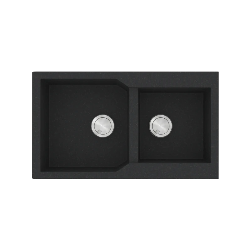 Νεροχύτης Κουζίνας 86x50 εκ. με δύο γούρνες Ένθετος ερμάριο 90 εκ. Γρανίτης Χρώμα Grafite Sanitec 804