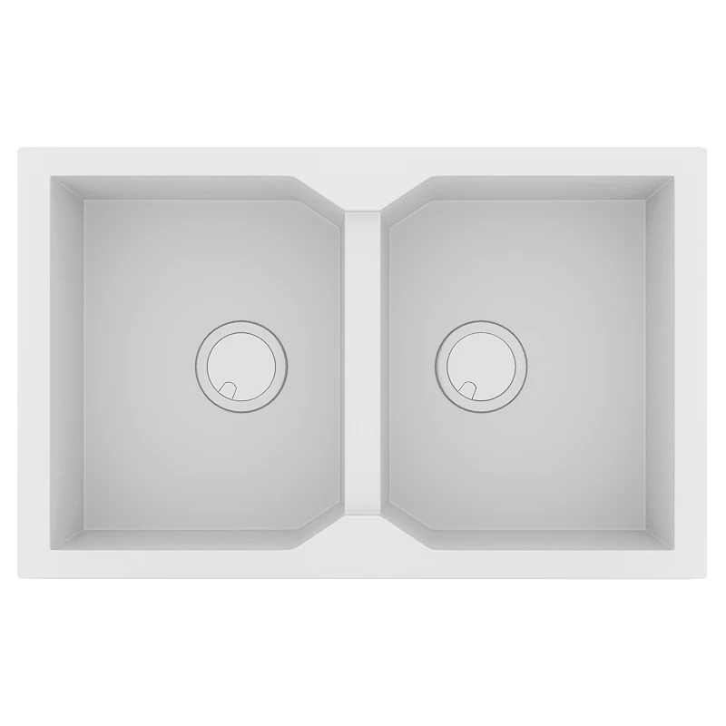 Νεροχύτης Κουζίνας Γρανίτης 79*50 εκ. Ένθετος ερμάριο 80 εκ. Χρώμα Λευκό  δύο γούρνες Sanitec 806