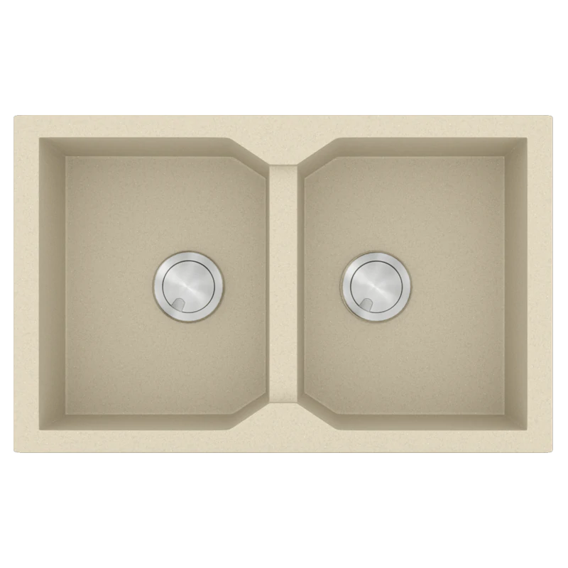 Νεροχύτης Κουζίνας Γρανίτης 79*50 εκ. δύο γούρνες Ένθετος ερμάριο 80 εκ. Χρώμα Ocra Sanitec 806