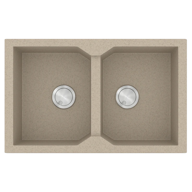 Νεροχύτης Κουζίνας Γρανίτης 79*50 εκ. Ένθετος ερμάριο 80 εκ. Χρώμα Sabbia δύο γούρνες Sanitec 806