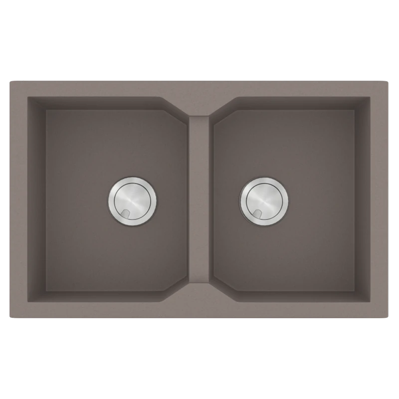 Νεροχύτης Κουζίνας Γρανίτης 79*50 εκ. Ένθετος ερμάριο 80 εκ. Χρώμα Sienna  δύο γούρνες Sanitec 806