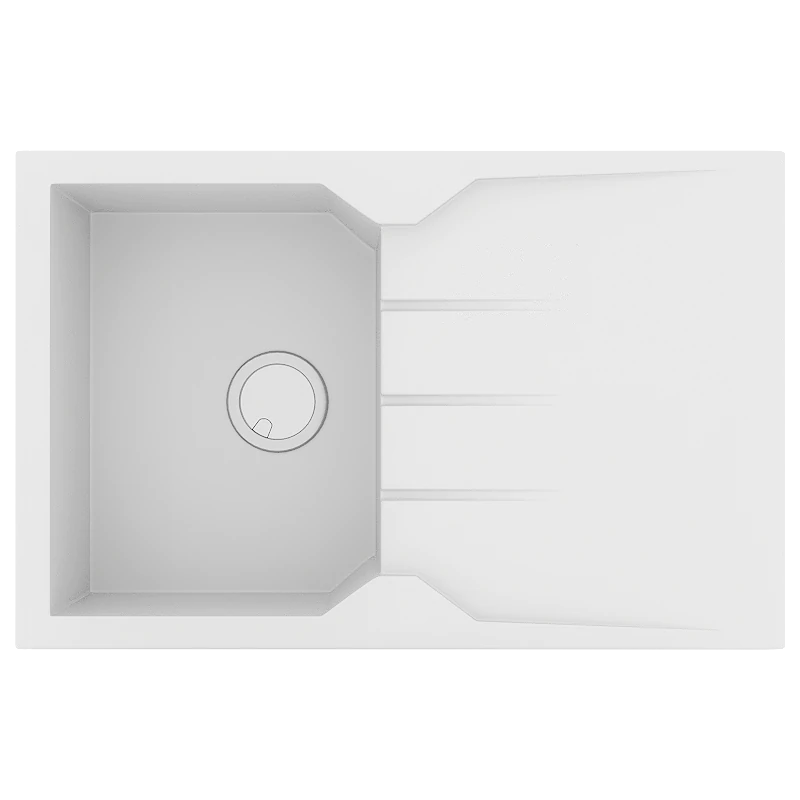 Νεροχύτης Κουζίνας Γρανίτης 79*50 εκ. μία γούρνα & Ποδιά Ένθετος ερμάριο 40 εκ. Χρώμα Λευκό  Sanitec Ultra Granite 807