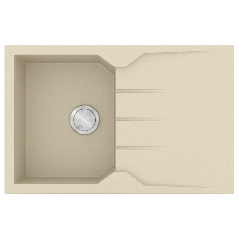 Νεροχύτης Κουζίνας Γρανίτης 79*50 εκ. μία γούρνα & Ποδιά Ένθετος ερμάριο 40 εκ. Χρώμα Ocra Sanitec Ultra Granite 807