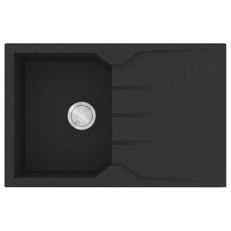 Νεροχύτης Κουζίνας Γρανίτης 79*50 εκ. μία γούρνα & Ποδιά Ένθετος ερμάριο 40 εκ. Χρώμα Grafite Sanitec Ultra Granite 807