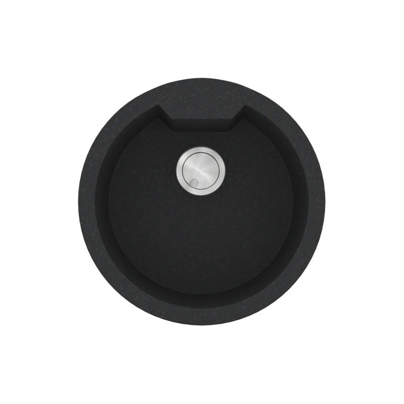 Νεροχύτης Κουζίνας Ø51cm Ένθετος Eρμάριο 50cm Γρανίτης Sanitec Ultra Granite 810-36-Grafite 