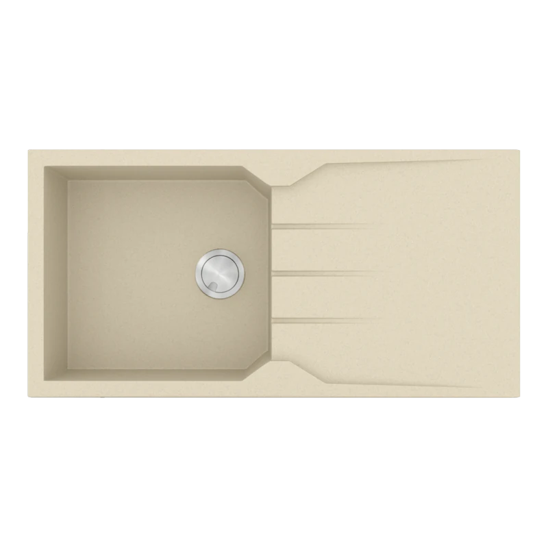 Νεροχύτης Κουζίνας Γρανίτης 100x50cm 1 Γούρνα & Ποδιά Ένθετος Ερμάριο 55cm Sanitec Ultra Granite 811-31-Ocra 