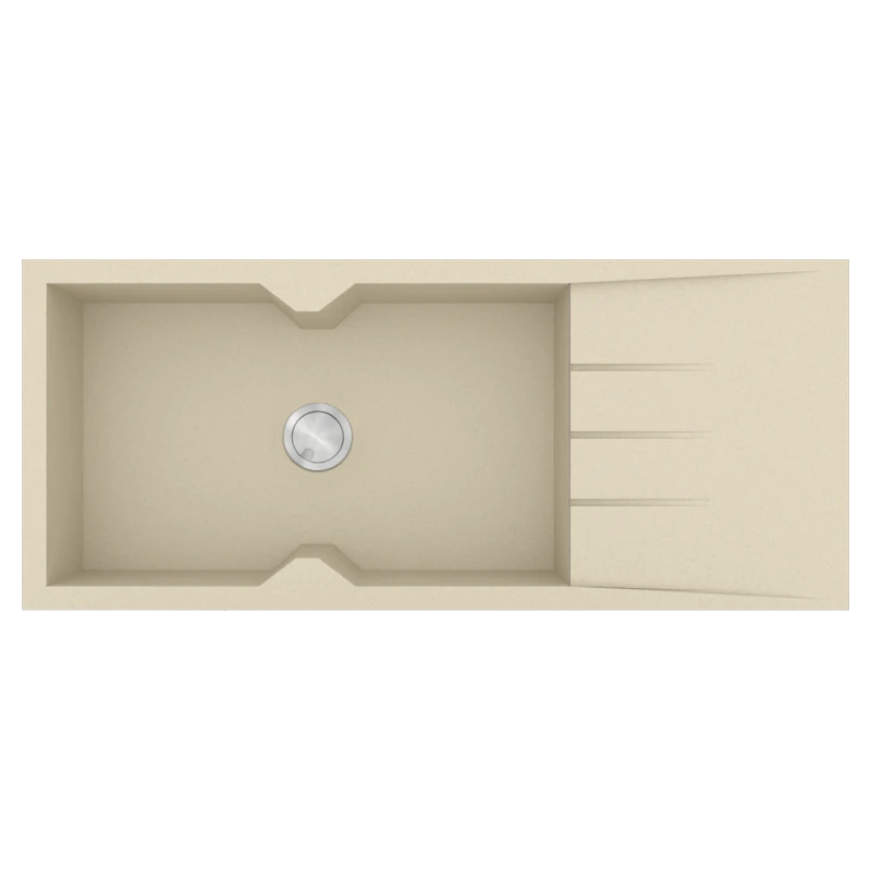 Νεροχύτης Κουζίνας 116x50cm  Ένθετος Ερμάριο 80 εκ. Γρανίτης Χρώμα Ocra Sanitec Ultra Granite 817-31-Ocra 