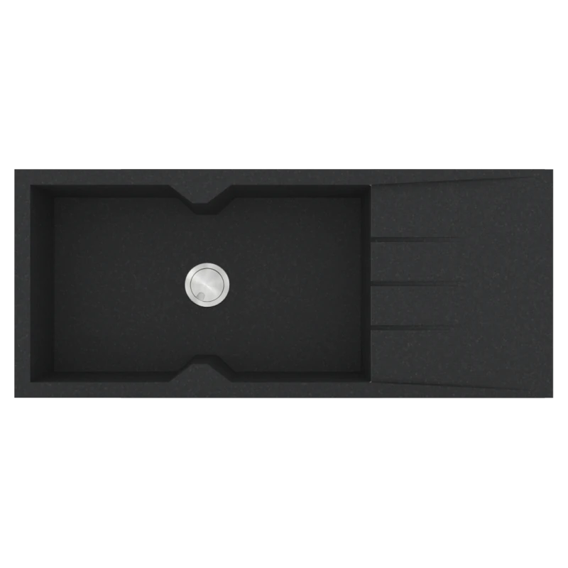 Νεροχύτης Κουζίνας 116x50cm Ένθετος Ερμάριο 80cm Γρανίτης Sanitec Ultra Granite 817-36-Grafite