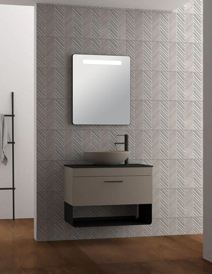 Έπιπλο Μπάνιου Σετ Βάση Μελαμίνη Μ77xΥ55xΒ45cm Πάγκος-Νιπτήρας-Καθρέπτης-Φωτιστικό Savvopoulos Luxury Puro-III-80-Μ